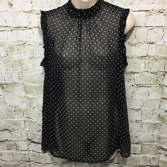 4/$25 Who What Wear Polka Dot Ruffle Blouse B22 - Picture 2 of 5